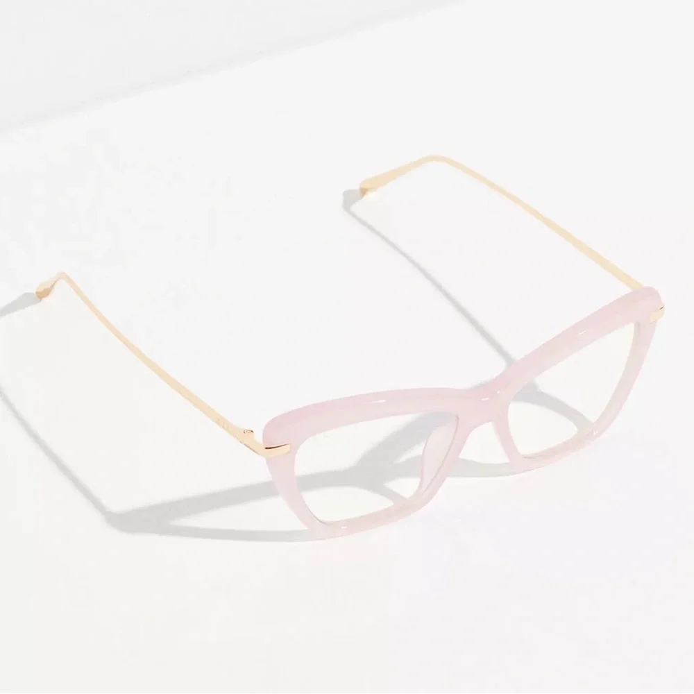 DIFF Mila Bluelight Glasses Coquille Pink & Gold Frame Blue Blocking Lenses